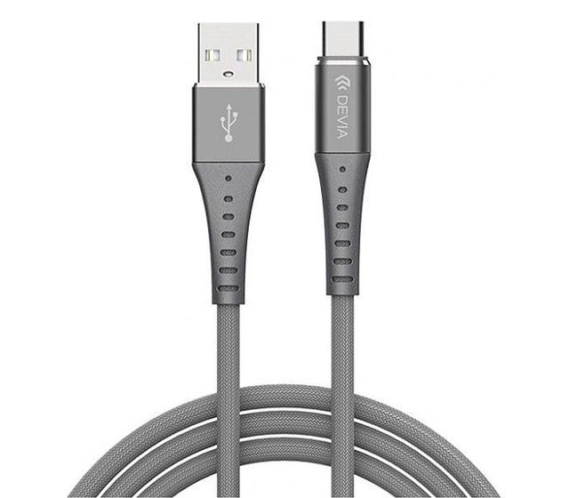 USB-кабель Devia Braid (USB-A / USB-C) 1 м, серебристый