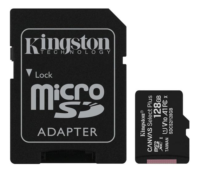 Карта памяти Kingston MicroSDXC 128GB Canvas Select Plus 100 МБ/с U1 A1 (с адаптером)