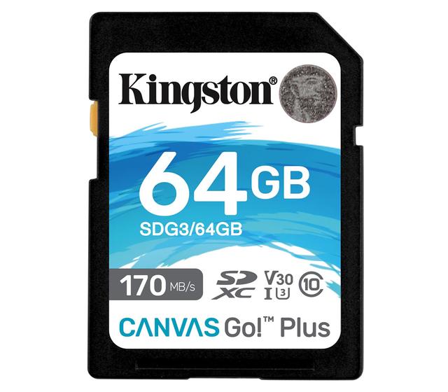 Карта памяти Kingston SDXC 64GB Canvas Go Plus UHS-I U3 V30 70/170Mb/s
