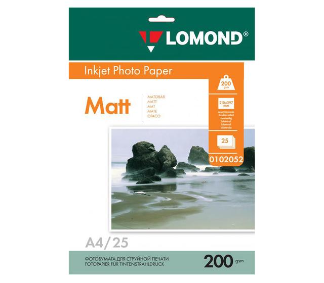 Бумага Lomond А4 двусторонняя матовая 200 г/м2, 25 л
