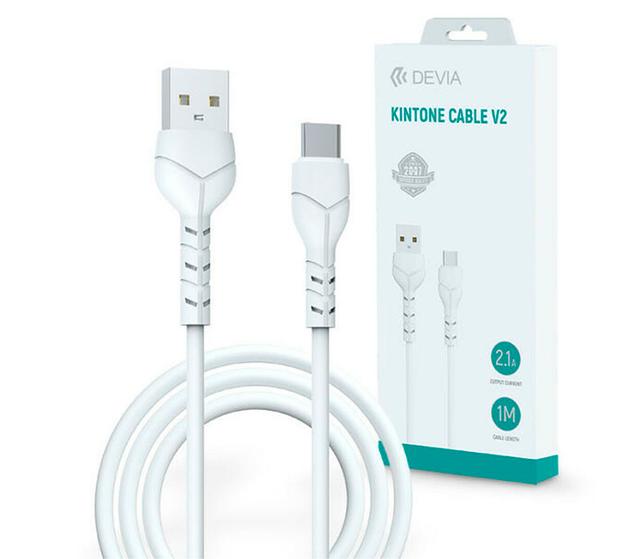 Кабель Devia Kintone Cable For Type-C V2, 1 м, белый
