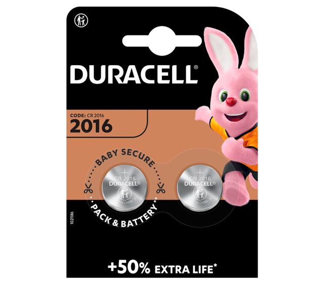 Батарейки Duracell 2016, 2 шт.