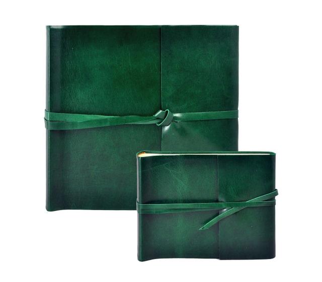 Кожаный фотоальбом Florentia 30х30 см, 100 страниц "Capriolo" зелёный