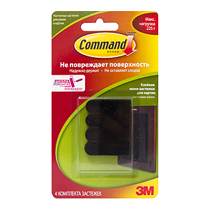 Клейкие застежки для рамок Command малые, до 225 г, черные от Яркий Фотомаркет