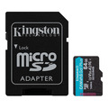 Карта памяти Kingston MicroSDXC 64GB Canvas Go Plus UHS-I U3 V30 A2 (с адаптером SD)