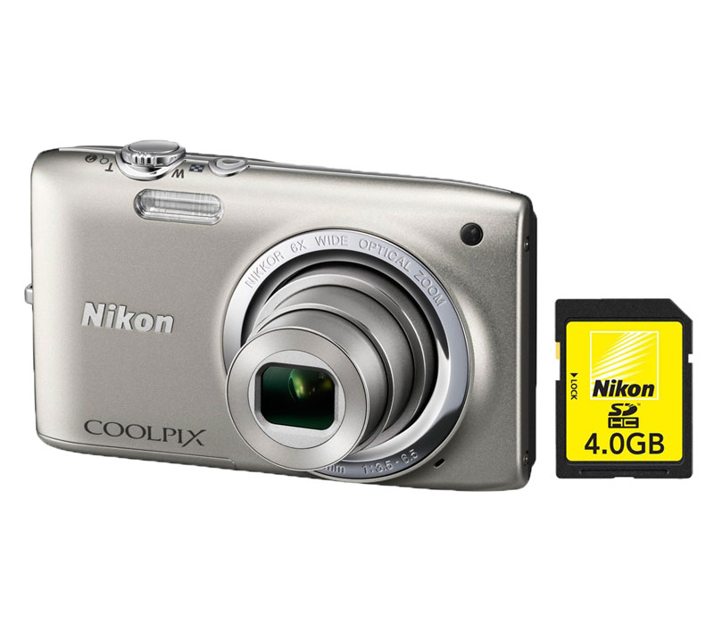 Компактный фотоаппарат Nikon Coolpix S2700  silver + 4Gb