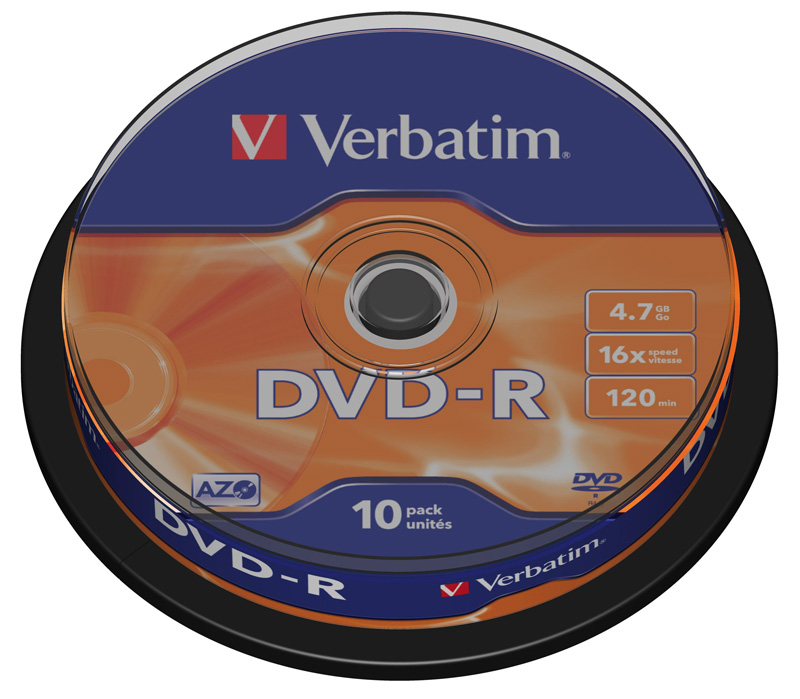 Диск Verbatim DVD-R  4.7 Гб 16х Cake Box (10 дисков)