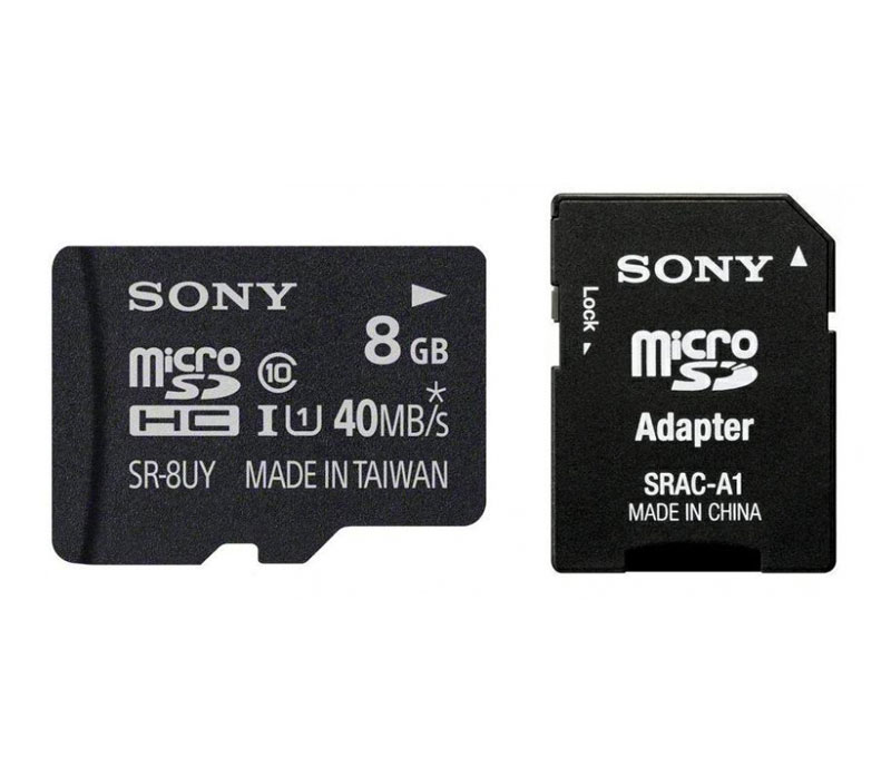 Карта памяти Sony microSDHC 8GB  Сlass10 UHS-I с SD-адаптером (SR8UYA)