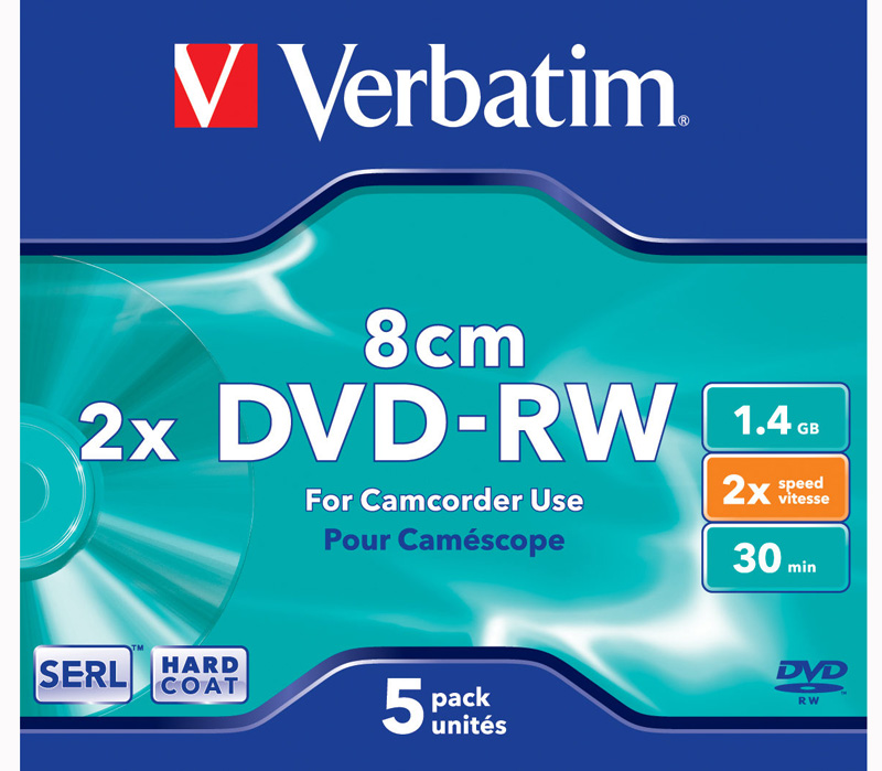 Диск Verbatim 8см DVD-RW  2х 1.4 Гб (30 мин.)