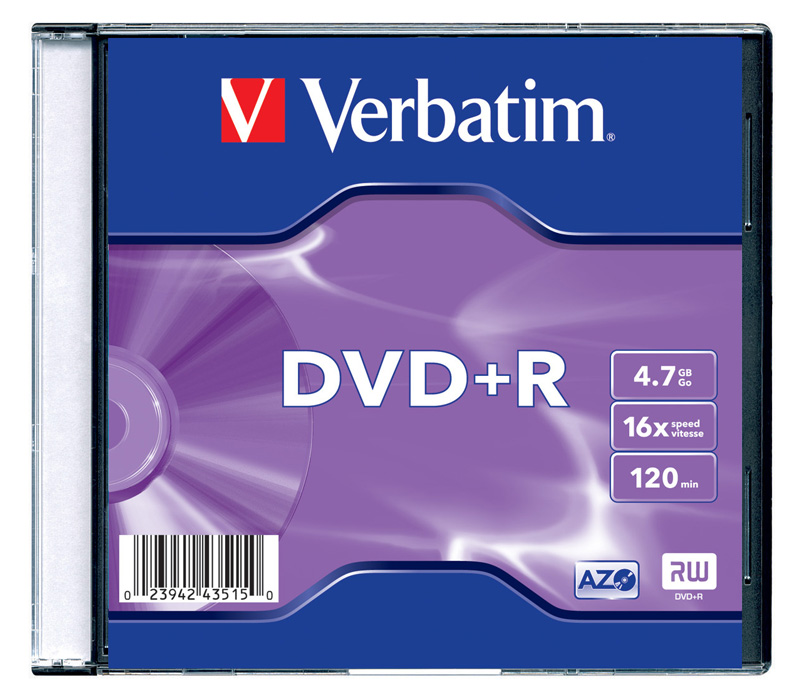 Диск Verbatim DVD+R  4.7 Гб 16х Slim