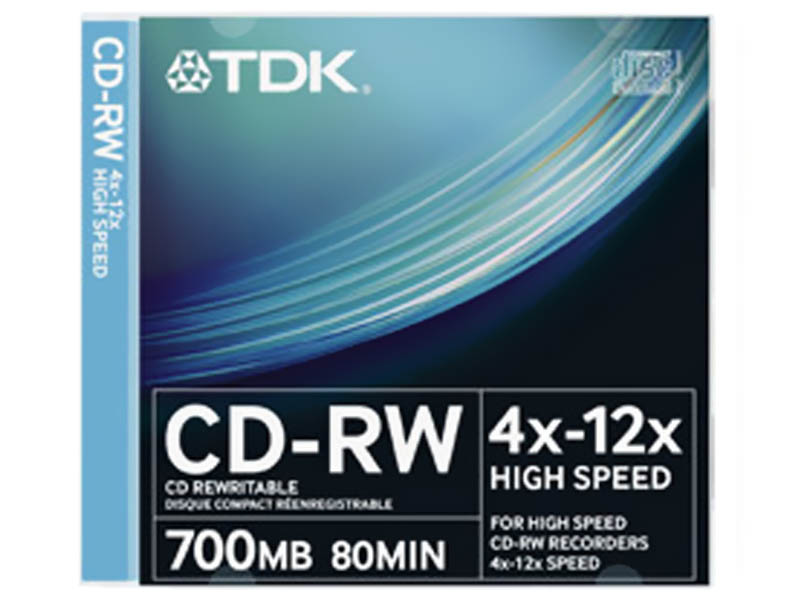 Диск TDK CD-RW  700 Мб 4-12х Slim