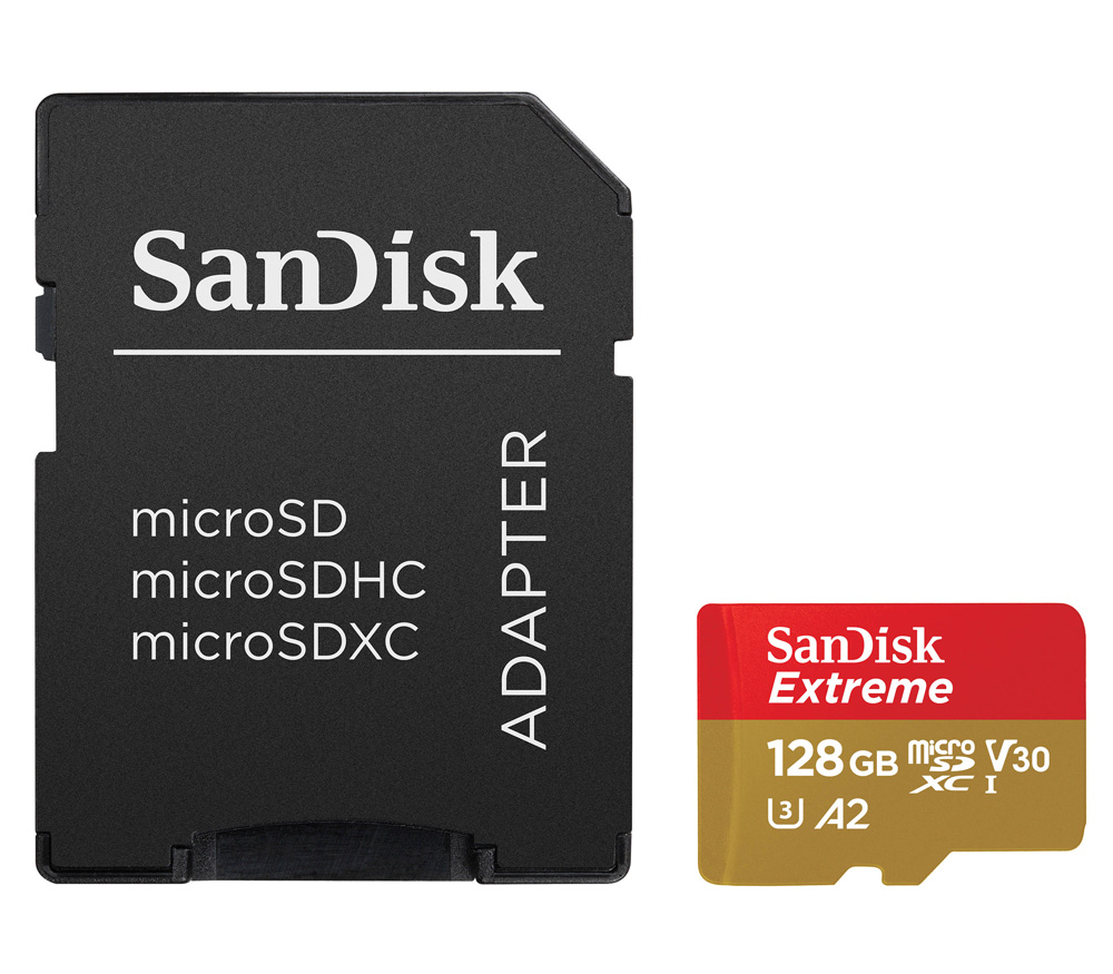   SanDisk MicroSDXC 128GB Extreme A2 160 / U3 V30 UHS-I + SD-