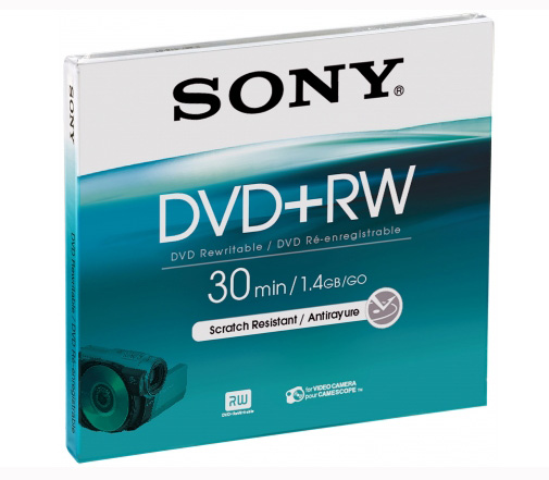 Диск Sony 8см DVD+RW  1-4x 1.4 Гб (30 мин.)