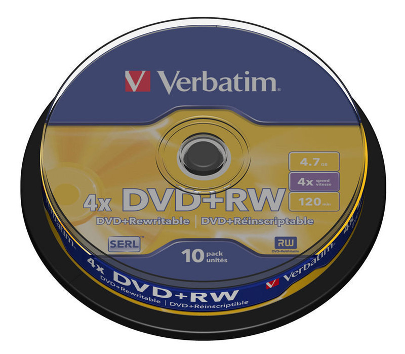 Диск Verbatim DVD+RW  4.7GB 4x Cake Box - 10шт