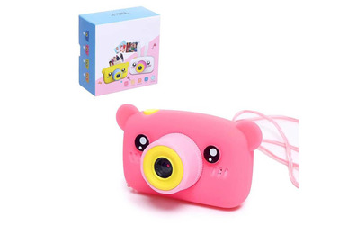 Фотоаппарат детский Fotografia  «Мишка», со встроенной памятью и играми, розовый