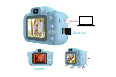 Фотоаппарат детский Fotografia Memory, "Мышка", голубой, с играми