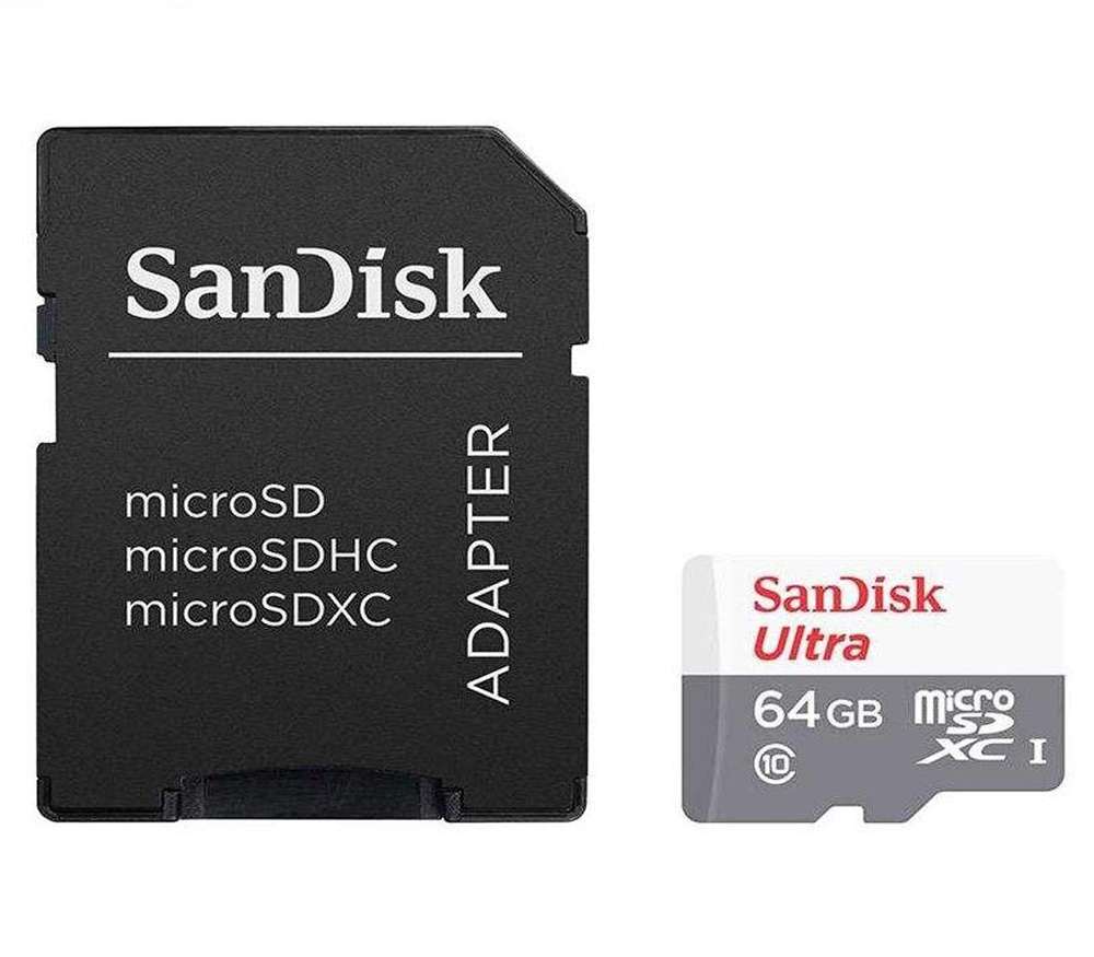 Карта памяти SanDisk MicroSDXC 64GB Class10 Ultra 100 МБ/s с адаптером
