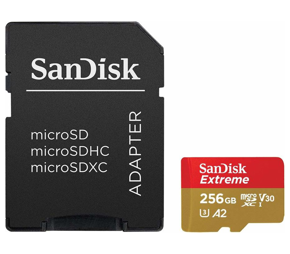 Карта памяти SanDisk MicroSDXC 256GB Extreme A2 160 МБ/с U3 V30 UHS-I + SD-адаптер