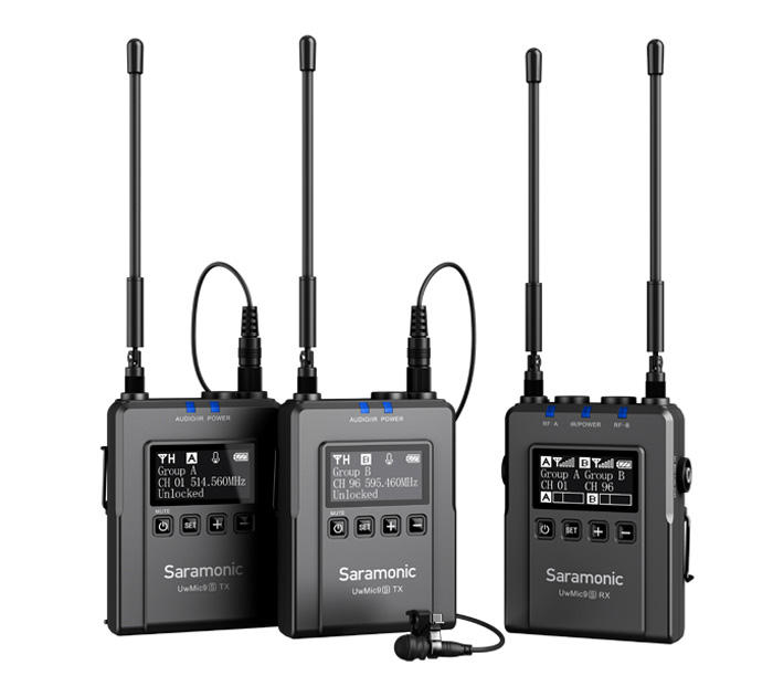 Беспроводная система Saramonic UwMic9s Kit 2 (RX9S+TX9S+TX9S), УВЧ, 514 - 596 МГц, 2 канала