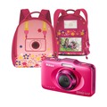 Компактный фотоаппарат Nikon Coolpix S32 розовый + рюкзак