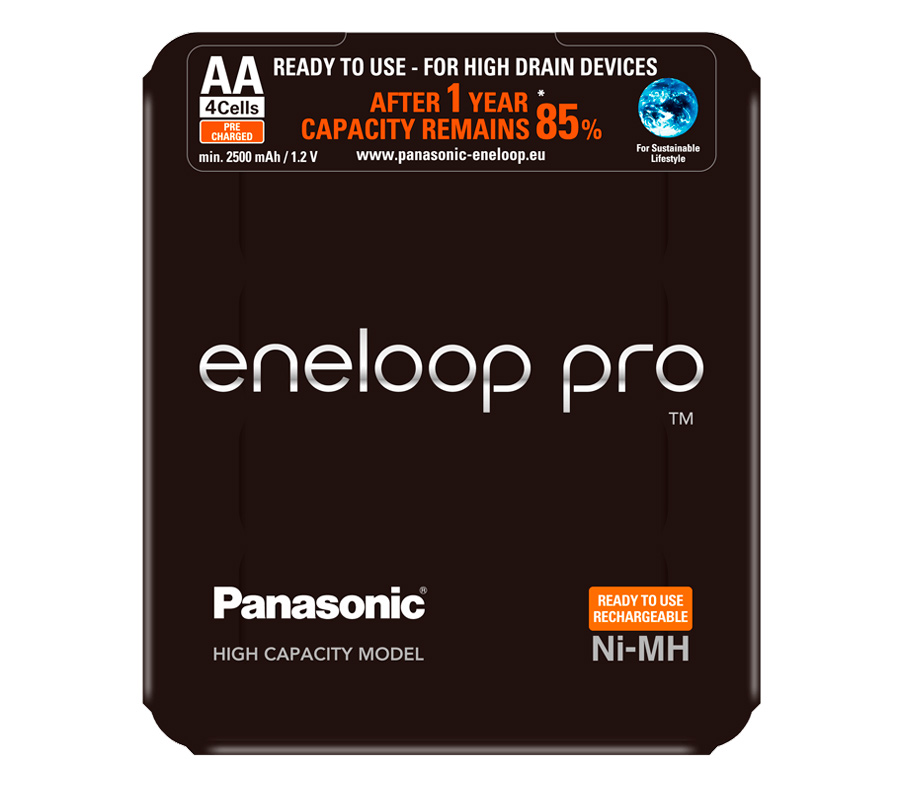 Аккумуляторы Panasonic Eneloop Pro AA 2500 мАч, 4 штуки (BK-3HCDE/4LE) от Яркий Фотомаркет