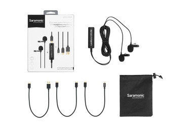 Двойной микрофон Saramonic LavMicro+DC2M, 2 петлички + адаптер USB / Lightning