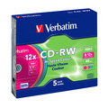 Диски Verbatim CD-RW 700Mb 12x Slim case Color, 5 шт.