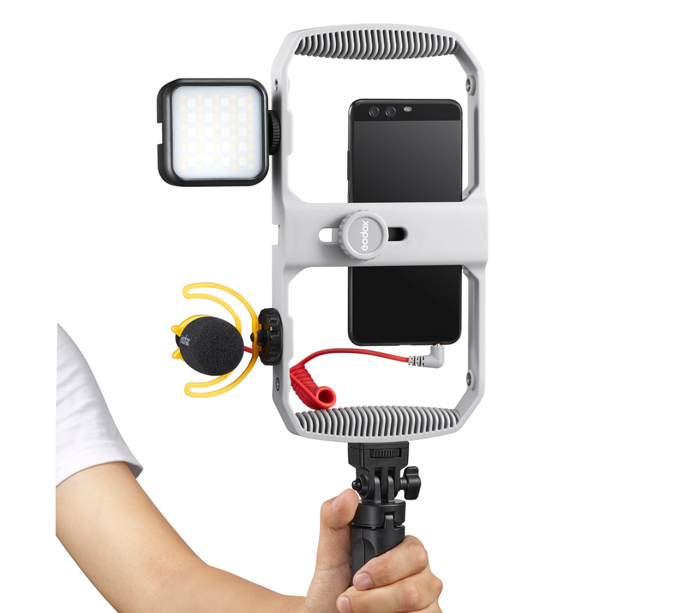 Комплект оборудования Godox VK1-UC для смартфона: миништатив, микрофон, осветитель, клетка