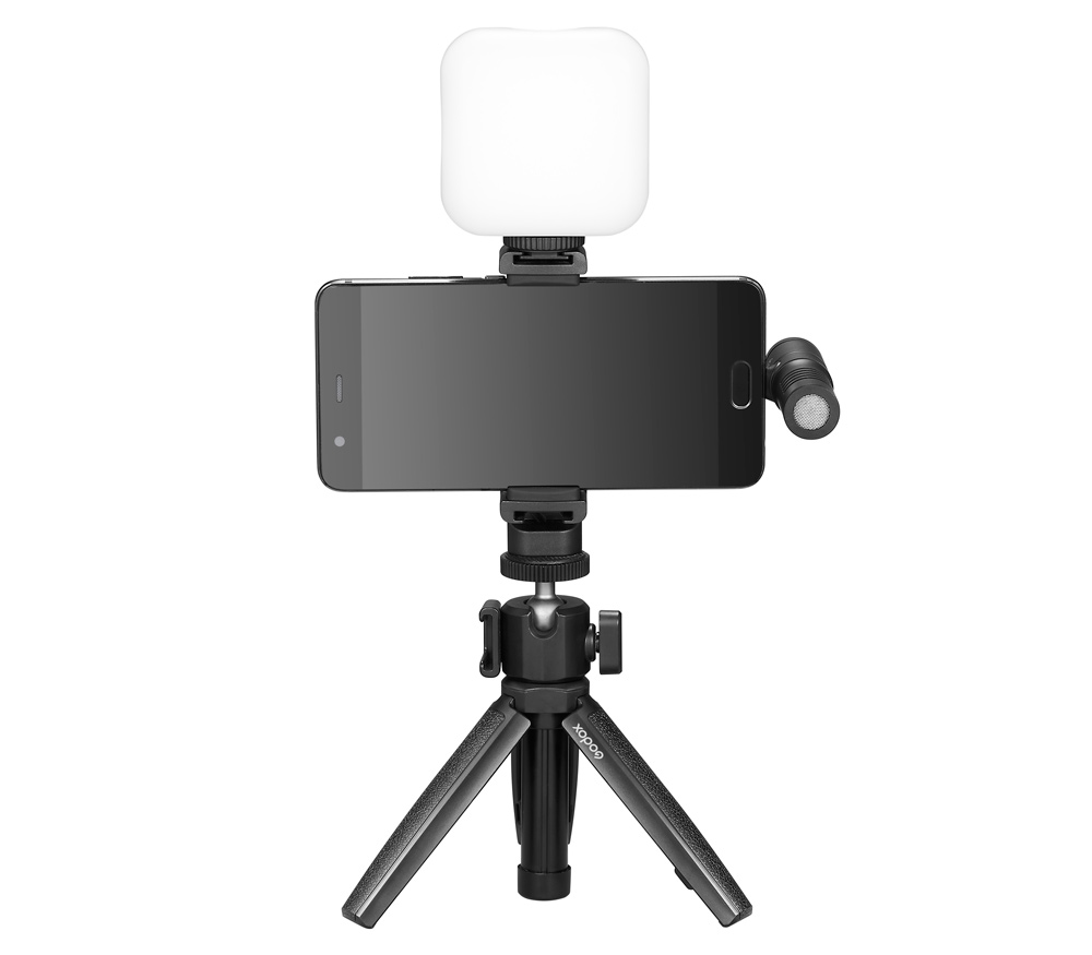 Комплект оборудования Godox VK2-UC для смартфона: миништатив, микрофон, осветитель