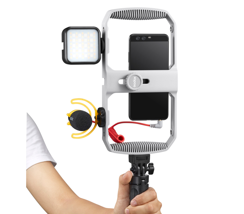VK1-AX для смартфона: миништатив, микрофон, осветитель, клетка
