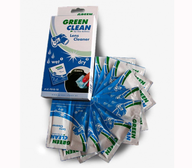 Набор салфеток для влажной чистки оптики Green Clean (10 пар)