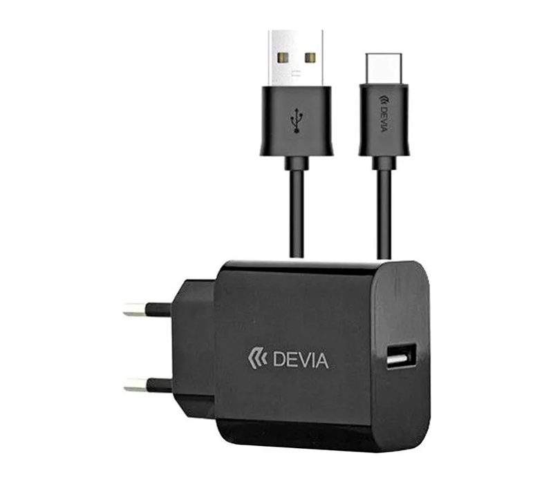 Зарядное устройство Devia Smart Charger Suit 10W + кабель USB Type-C, черное