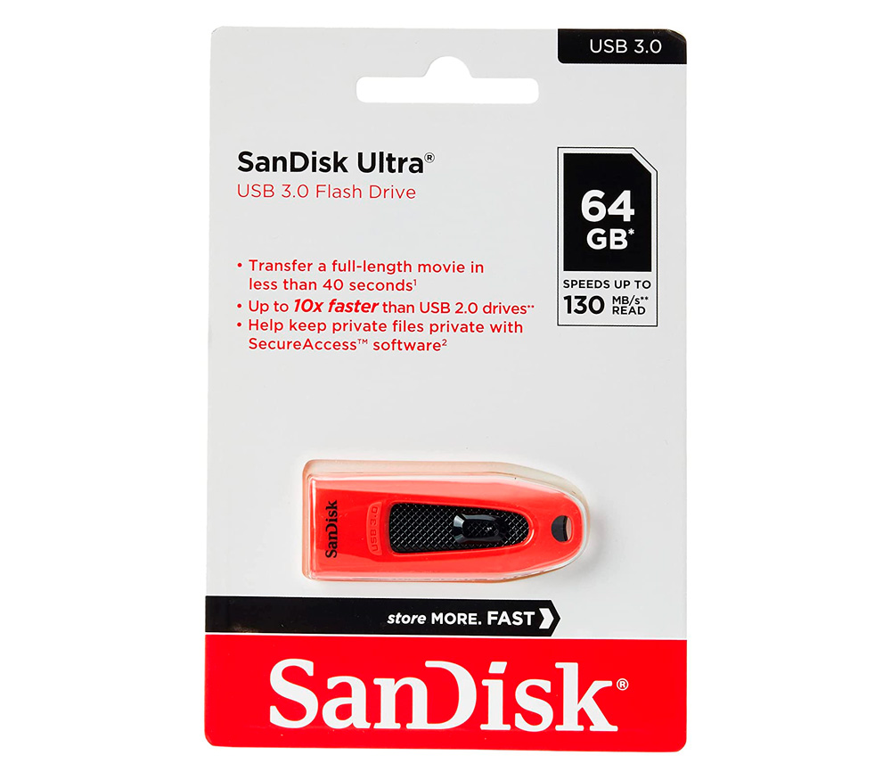 Накопитель SanDisk USB3 Flash 64GB Ultra, красный от Яркий Фотомаркет