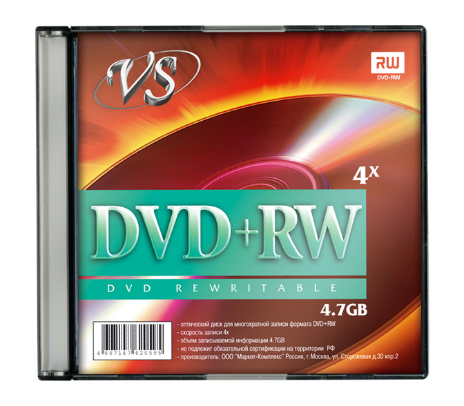 DVD+RW 4,7 GB 4x Slim, 5шт