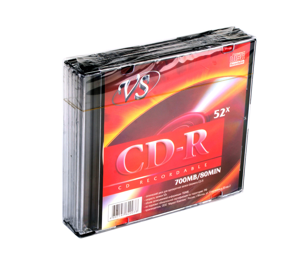 CD-R 80 52x Slim, 5 шт