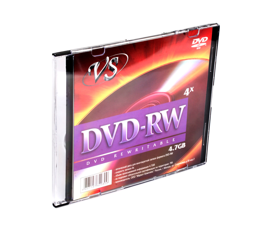 DVD-RW 4,7 GB 4x Slim, 1шт