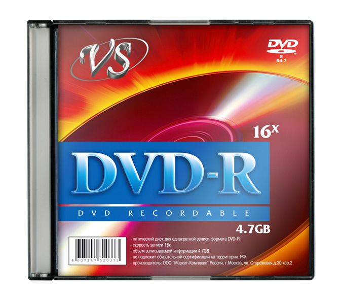 Диск VS DVD-R 4,7 GB 16x Slim, 1шт