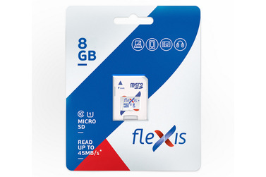 Карта памяти Flexis microSDHC 8GB UHS-I Class 10 U1, с адаптером уцененный