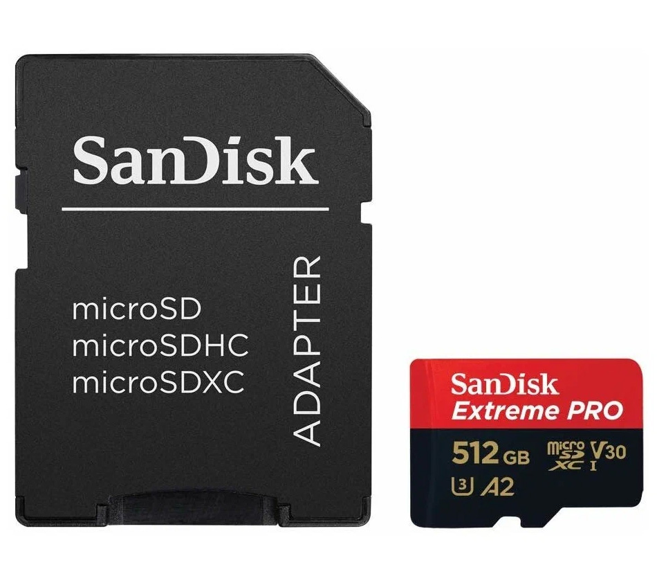 Карта памяти SanDisk MicroSDXC 512GB Extreme Pro UHS-I  A2 V30 U3 200/140MB/s + SD-адаптер
