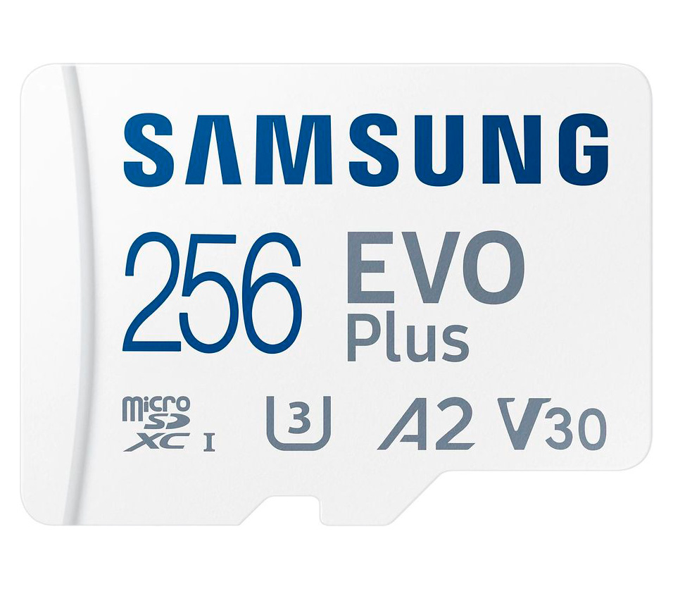   Samsung MicroSDXC 256GB EVO PLUS U3, V30, A2 + adapter
