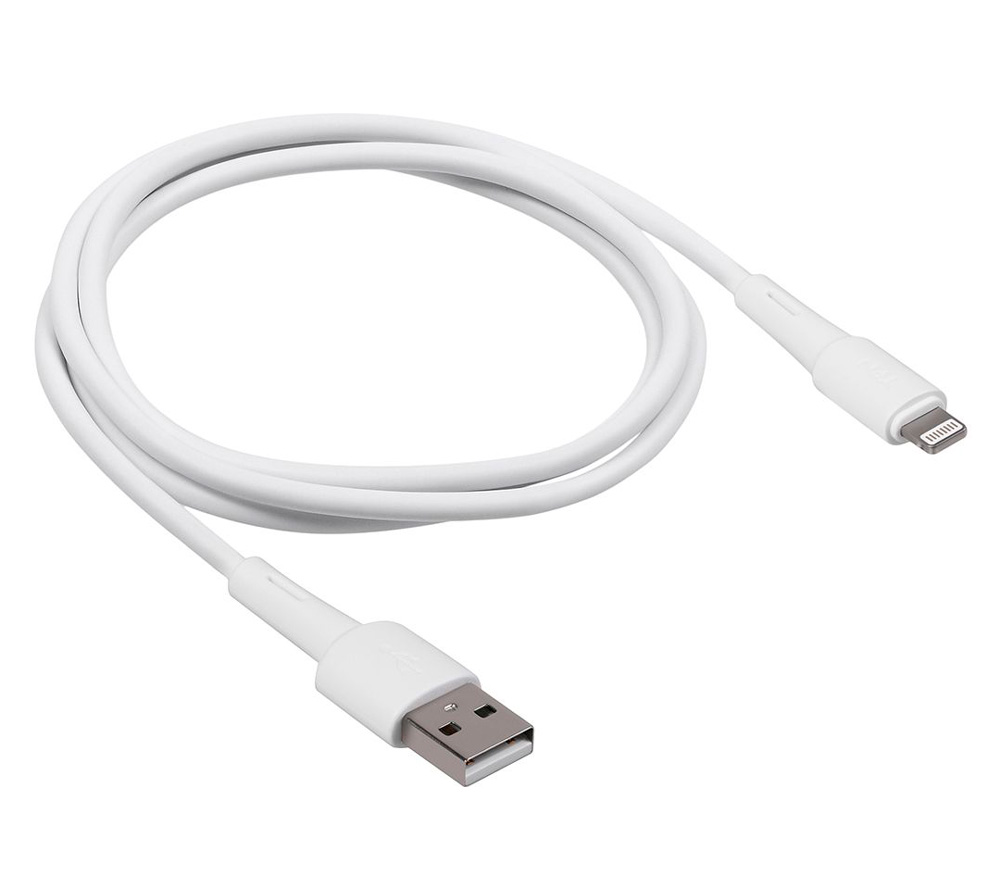 USB-A / Lightning, ПВХ, 1 м, белый