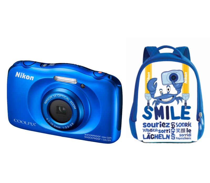 Компактный фотоаппарат Nikon Coolpix S33 синий + рюкзак