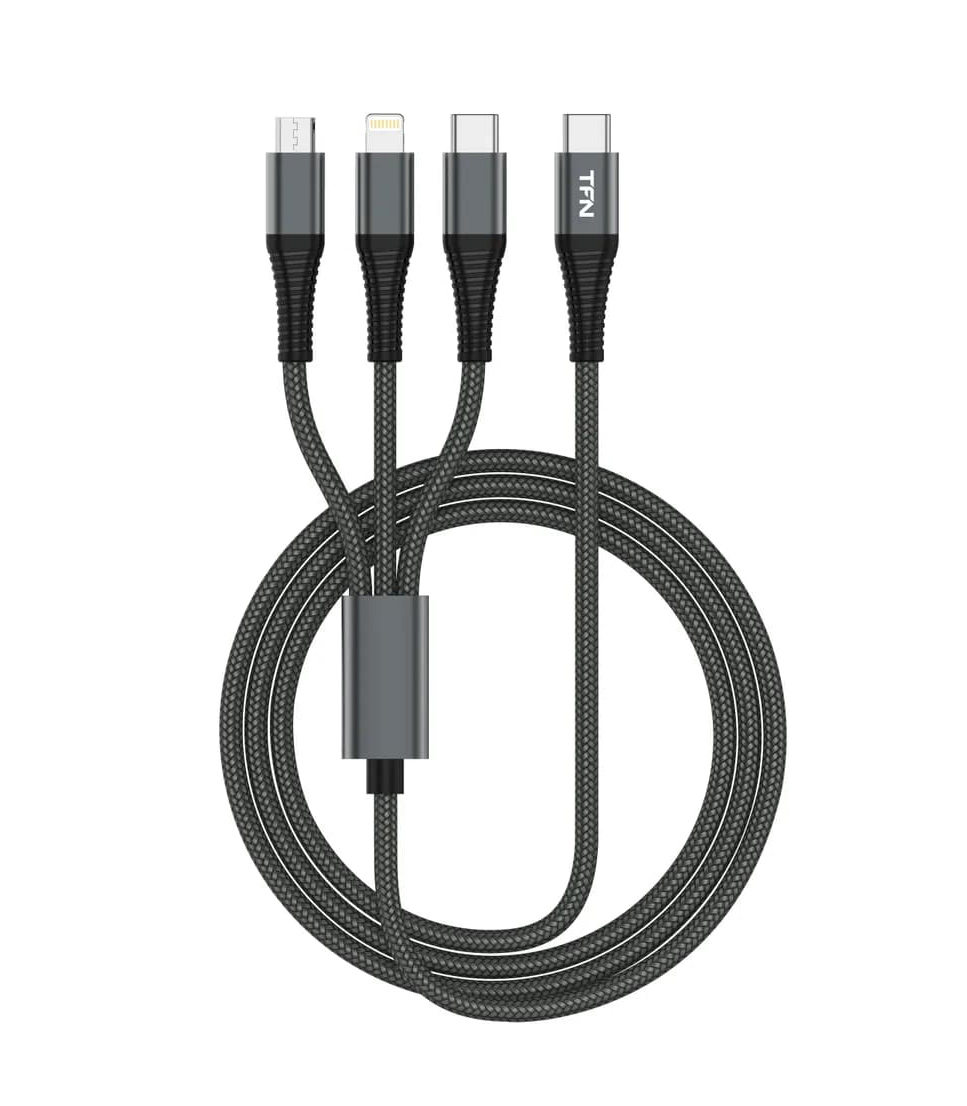 3 в 1: USB - Type-C / MicroUSB / Lightning, 1.2 м, серый