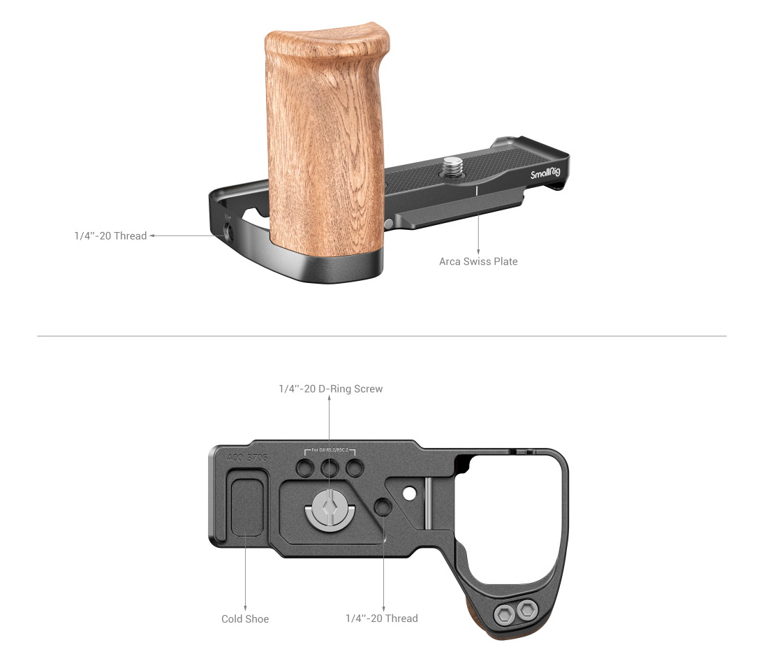 3706 L-Shape Wooden Grip для Sony ZV-E10