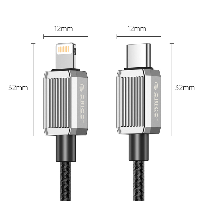 GQZ29-15 кабель USB-C - Lightning, быстрая зарядка до 29W, длина 1,5 м, черный/серебро