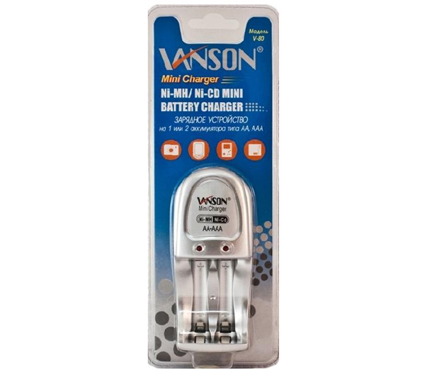 Зарядное устройство Vanson V-80 для 2 аккумуляторов AA / AAA от Яркий Фотомаркет