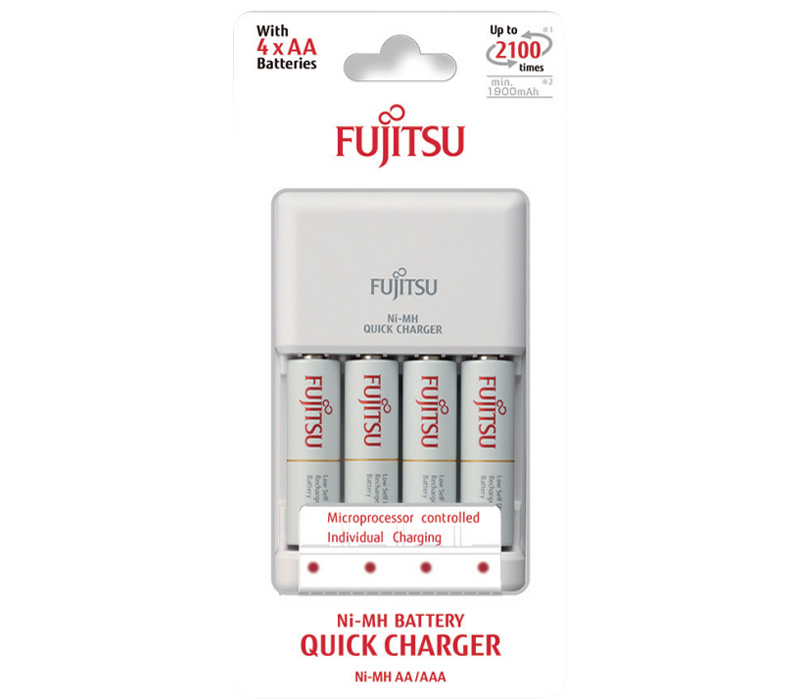 Зарядное устройство Fujitsu Quick Charger + 4 аккумулятора AA 1900 mAh от Яркий Фотомаркет