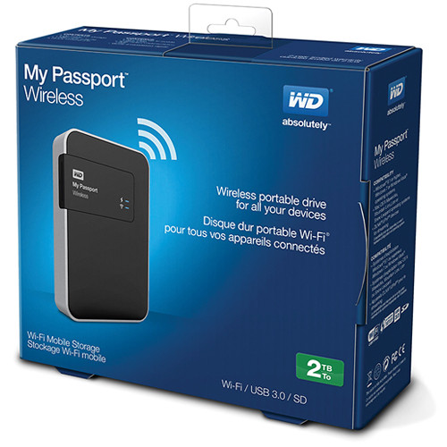Беспроводной портативный накопитель WD My Passport Wireless 2.5" 2.0Tb USB 3.0/WiFi (BDAF0020BBK) от Яркий Фотомаркет