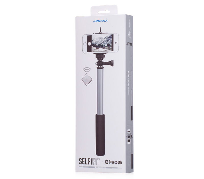 Монопод для селфи Momax SelfiFit Bluetooth, серебристый от Яркий Фотомаркет