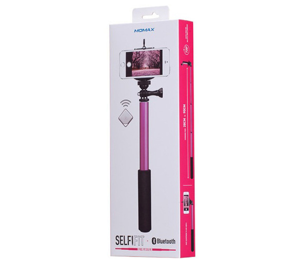 Монопод для селфи Momax SelfiFit с беспроводным спуском, розовый от Яркий Фотомаркет